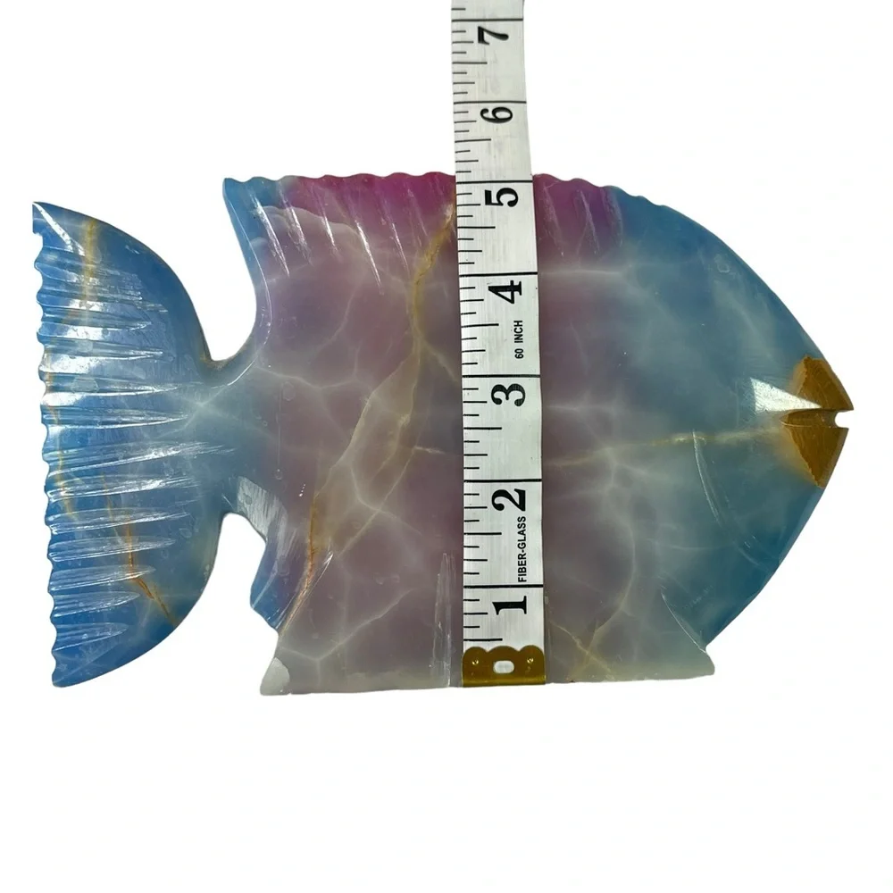 Pakistan‎ Hand Crafted Colorful Genuine Onyx Stone Fish Figure